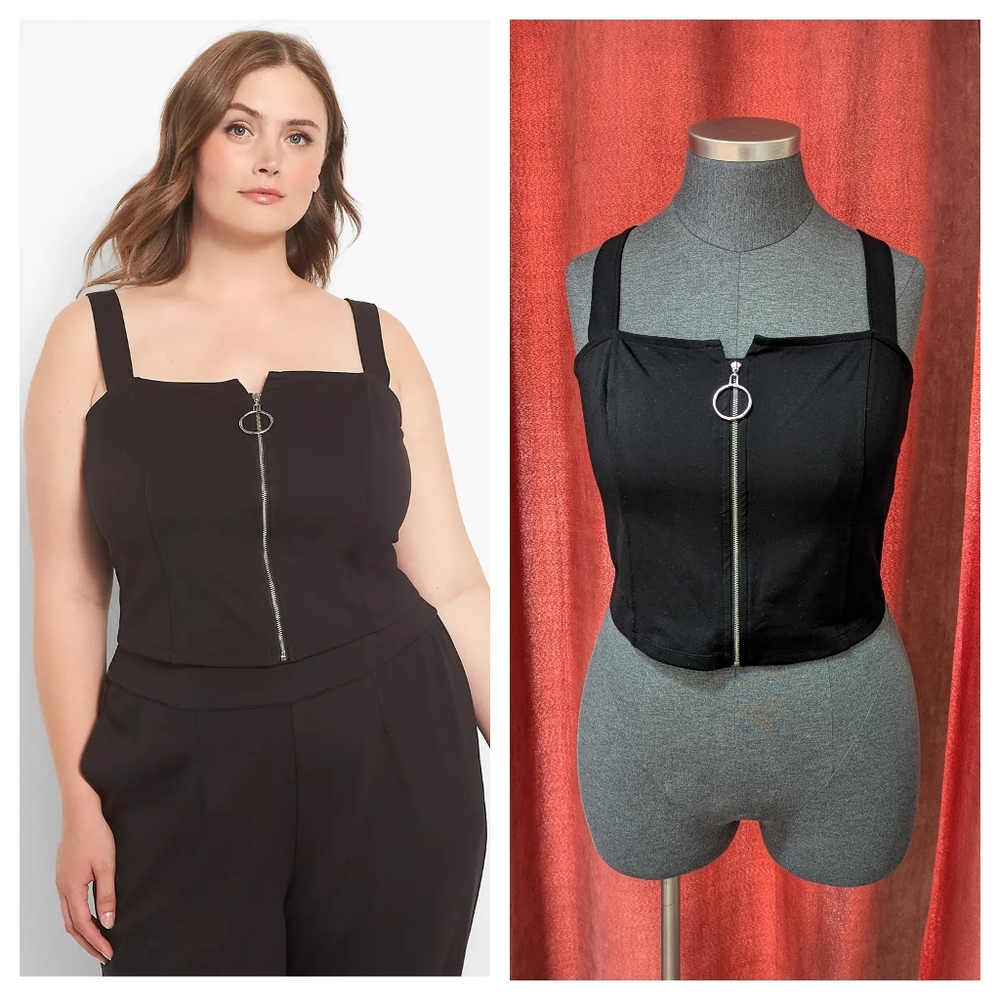 ➕O-Ring Zip Crop Top➕